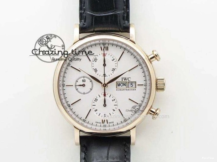 MIROTIME 0422 Casual Portuguese Chrono IW3716 Z+F 1:1 Best Edition White Dial on Blue Rubber Strap A 7016